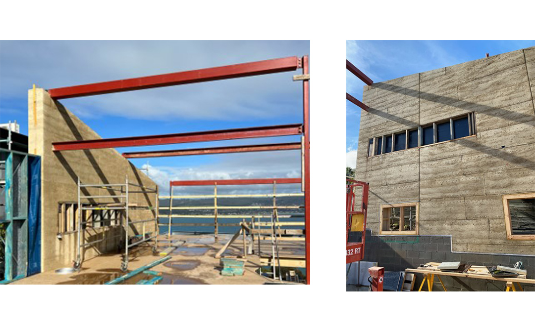 Rammed earth walls of Passive House