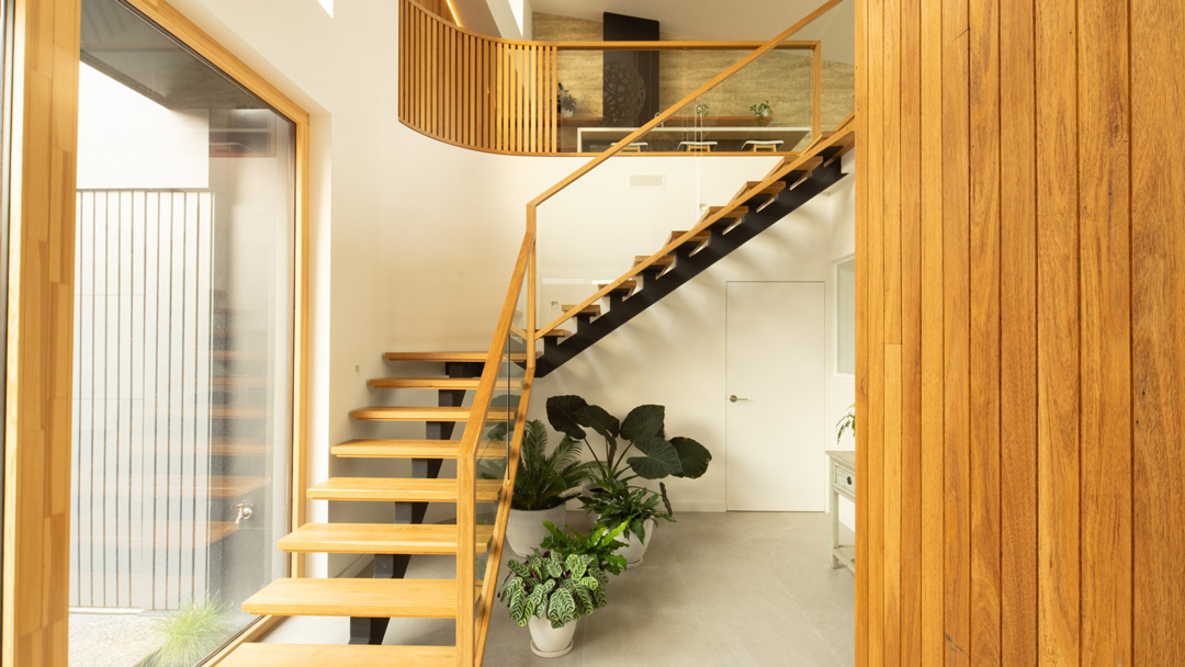 Double height entrance in a passive House