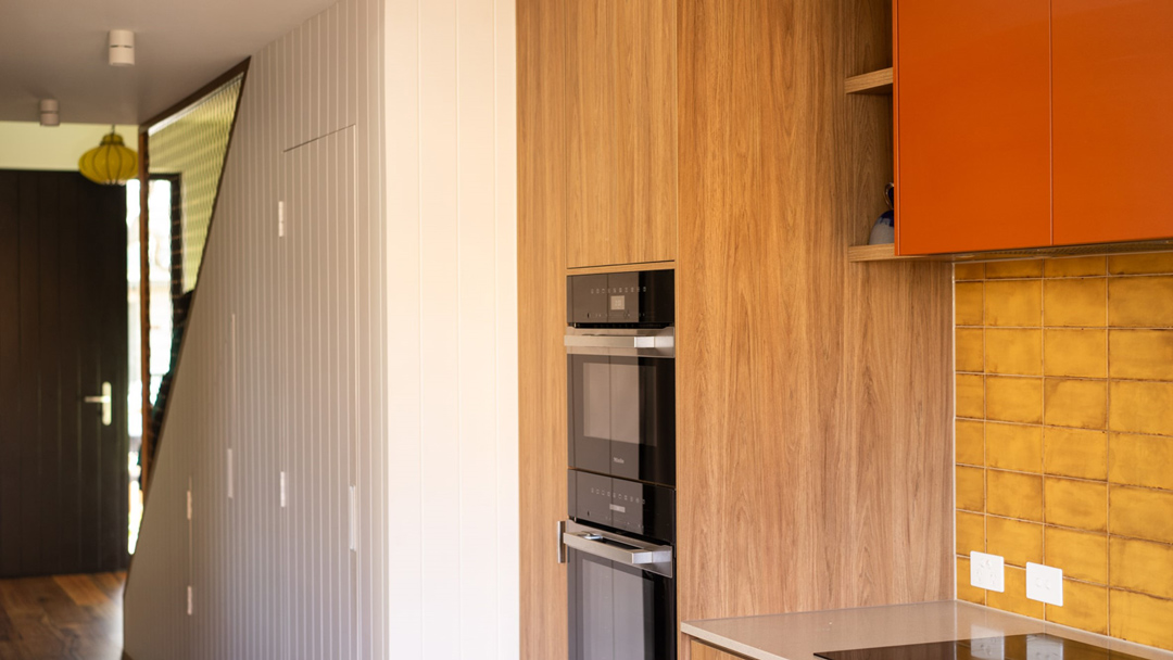 Interior of energy-efficient Passive House kitchen in heritage listed setting