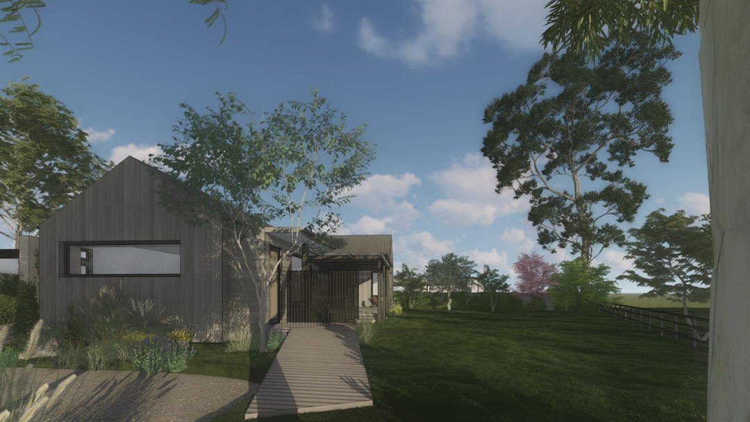 Front verandah of Passive House in heritage overlay receiving morning sun