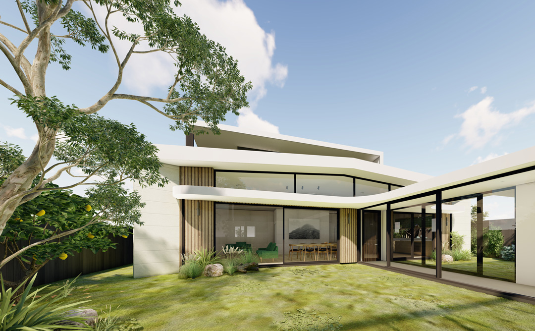 Front verandah of Passive House in heritage overlay receiving morning sun